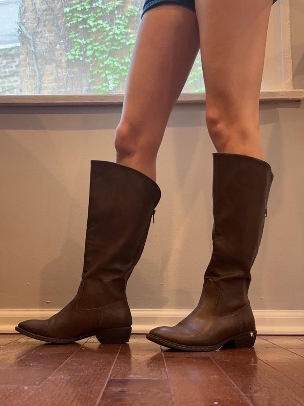 Classic Tall Brown Leather Riding Boots - Women's